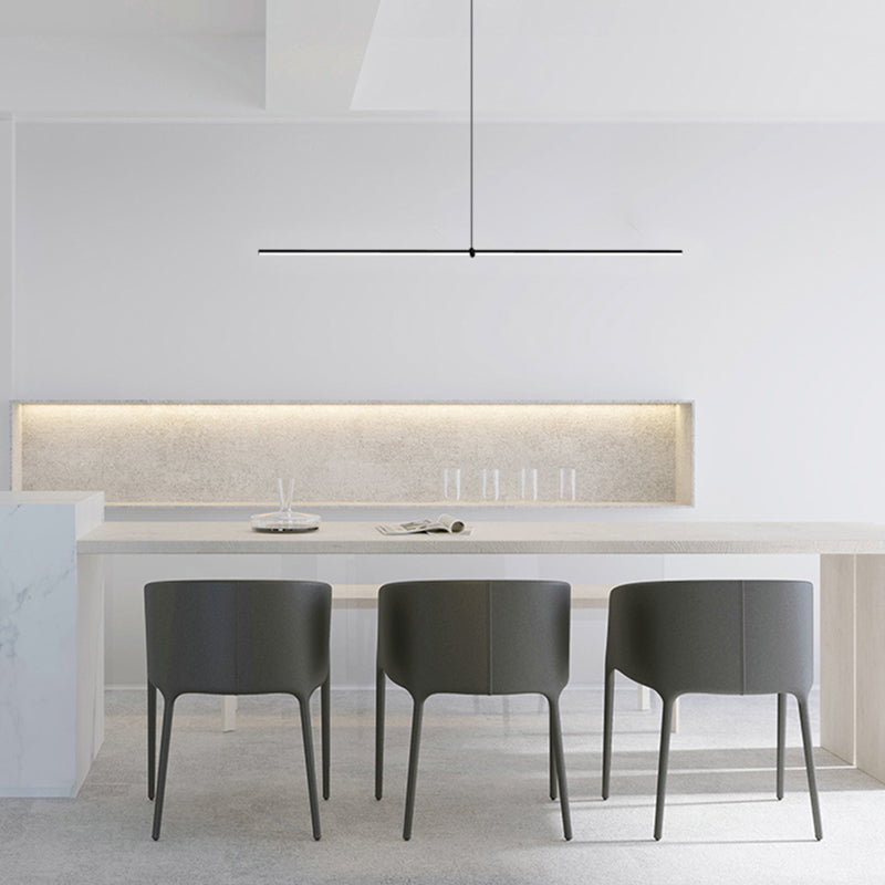 Modern Linear LED Island Light 1-Head Restaurant Pendant Lamp with Acrylic Shade