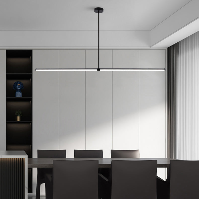 Modern Linear LED Island Light 1-Head Restaurant Pendant Lamp with Acrylic Shade