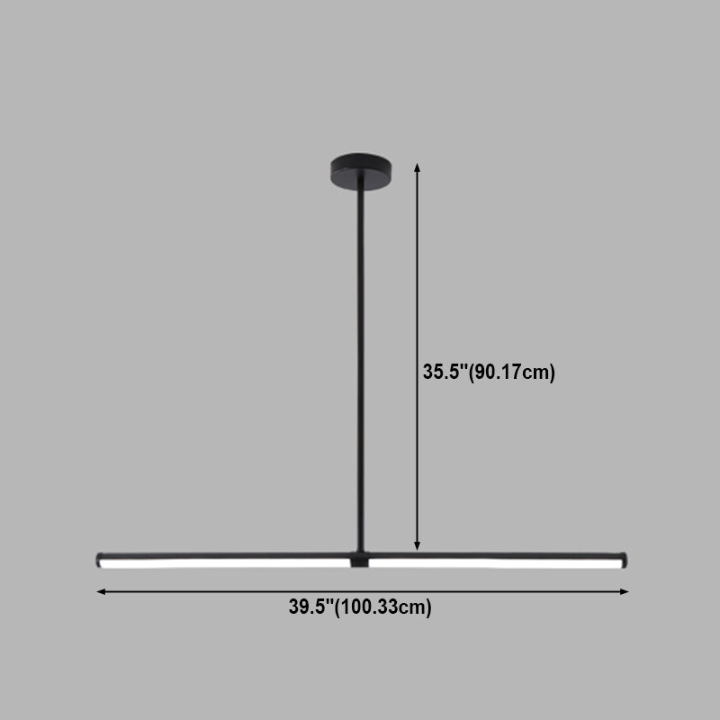 Modern Linear LED Island Light 1-Head Restaurant Pendant Lamp with Acrylic Shade