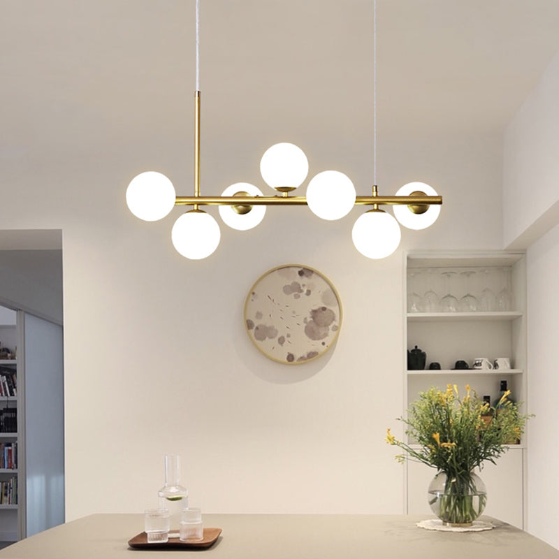 Moderne Insel Leichtes Multi-Head-Restaurant Hängende Lampe mit Globe Glass Shade