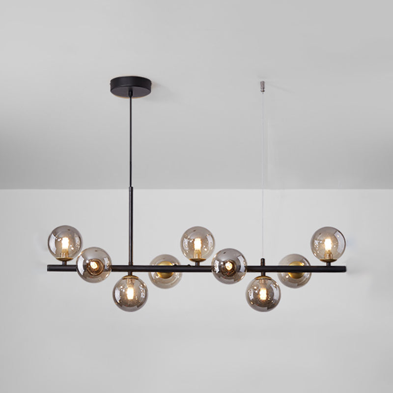 Moderne Insel Leichtes Multi-Head-Restaurant Hängende Lampe mit Globe Glass Shade