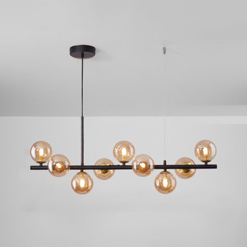 Moderne Insel Leichtes Multi-Head-Restaurant Hängende Lampe mit Globe Glass Shade