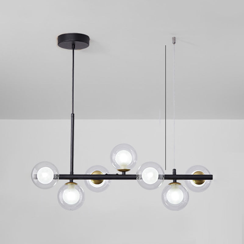 Moderne Insel Leichtes Multi-Head-Restaurant Hängende Lampe mit Globe Glass Shade