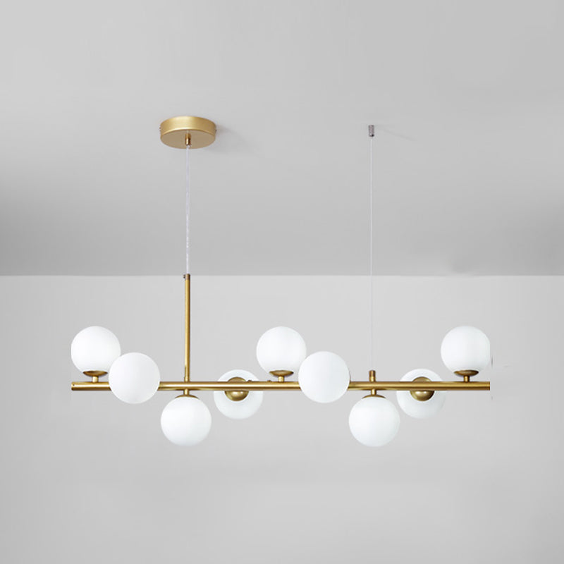 Moderne Insel Leichtes Multi-Head-Restaurant Hängende Lampe mit Globe Glass Shade