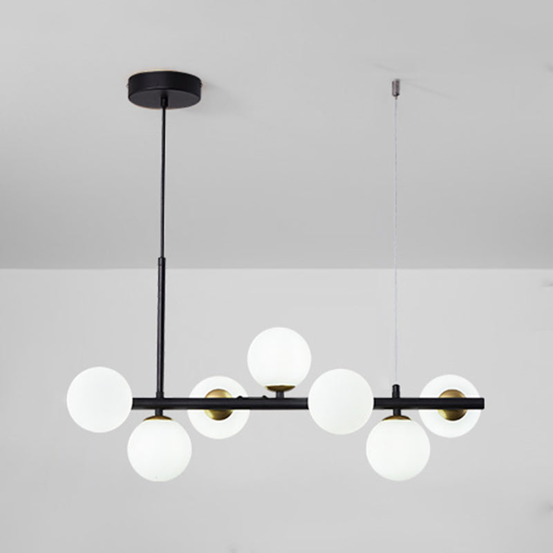 Moderne Insel Leichtes Multi-Head-Restaurant Hängende Lampe mit Globe Glass Shade