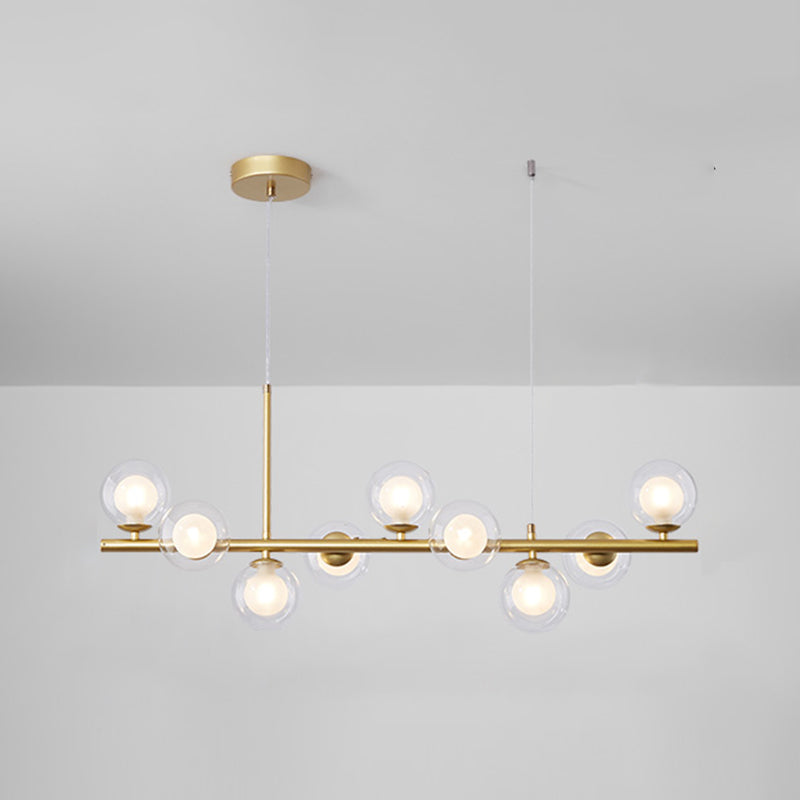 Moderne Insel Leichtes Multi-Head-Restaurant Hängende Lampe mit Globe Glass Shade