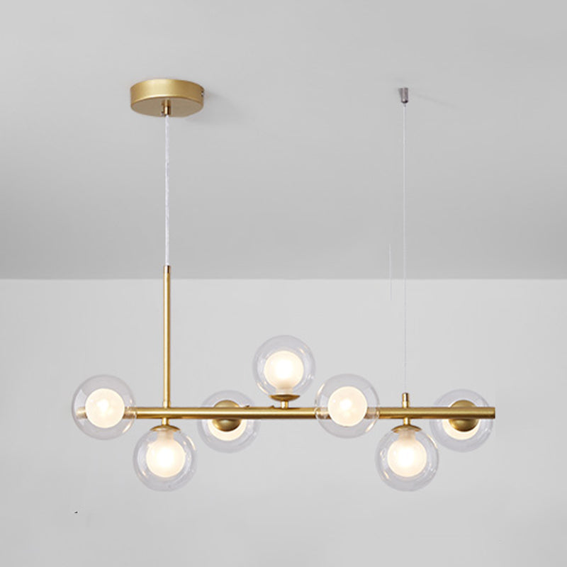 Moderne Insel Leichtes Multi-Head-Restaurant Hängende Lampe mit Globe Glass Shade