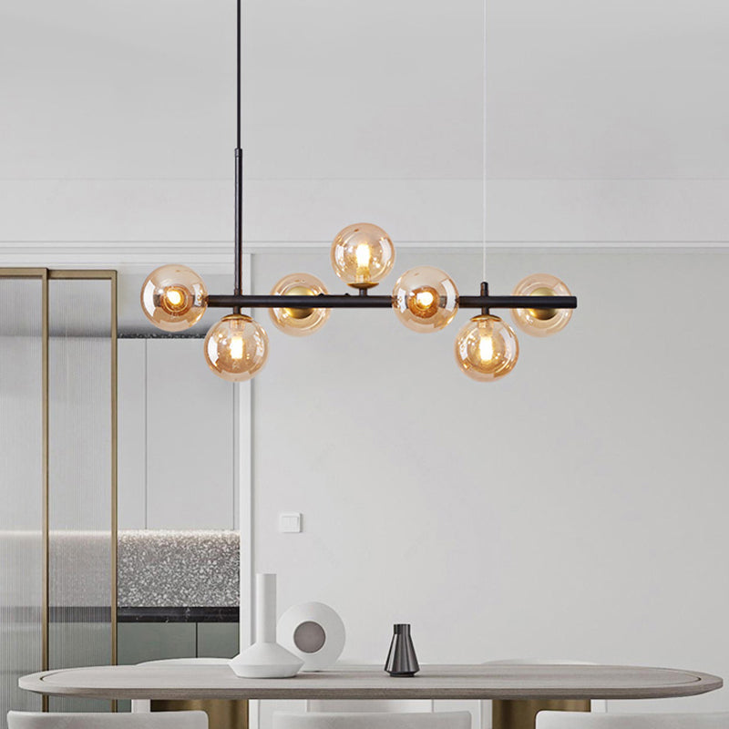 Moderne Insel Leichtes Multi-Head-Restaurant Hängende Lampe mit Globe Glass Shade