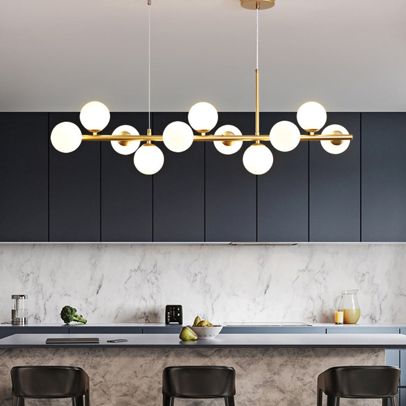 Moderne Insel Leichtes Multi-Head-Restaurant Hängende Lampe mit Globe Glass Shade