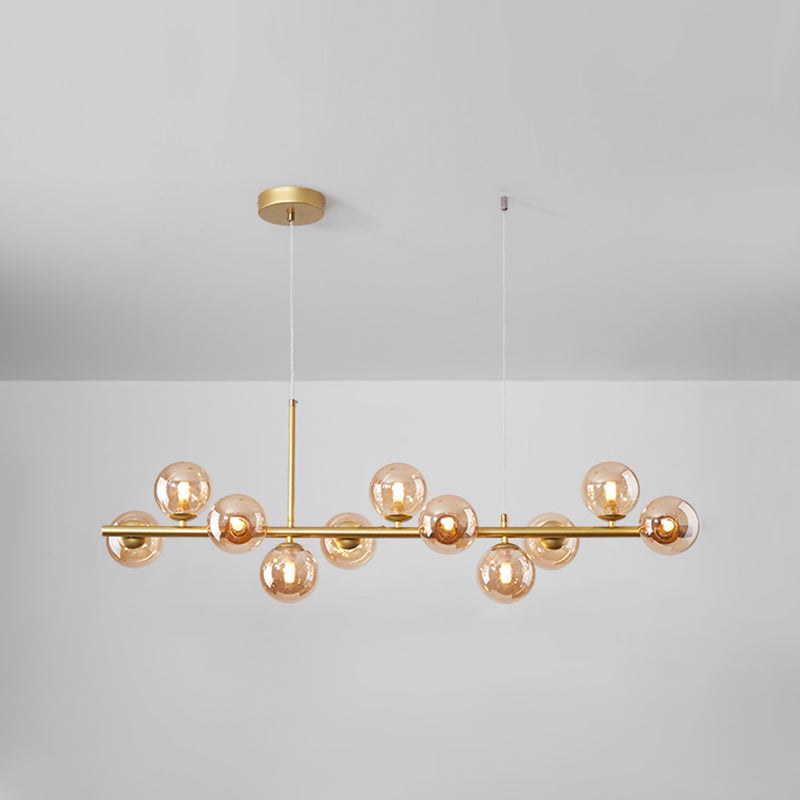 Moderne Insel Leichtes Multi-Head-Restaurant Hängende Lampe mit Globe Glass Shade