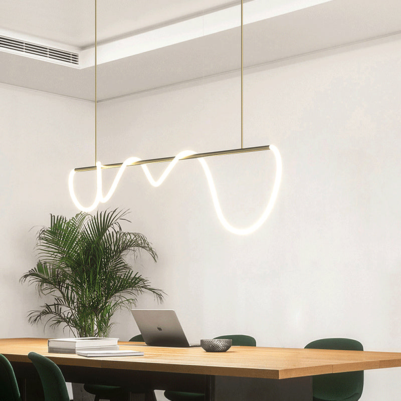 Lámpara colgante de restaurantes de 1 luz de la isla lineal moderna con sombra de gel de sílice