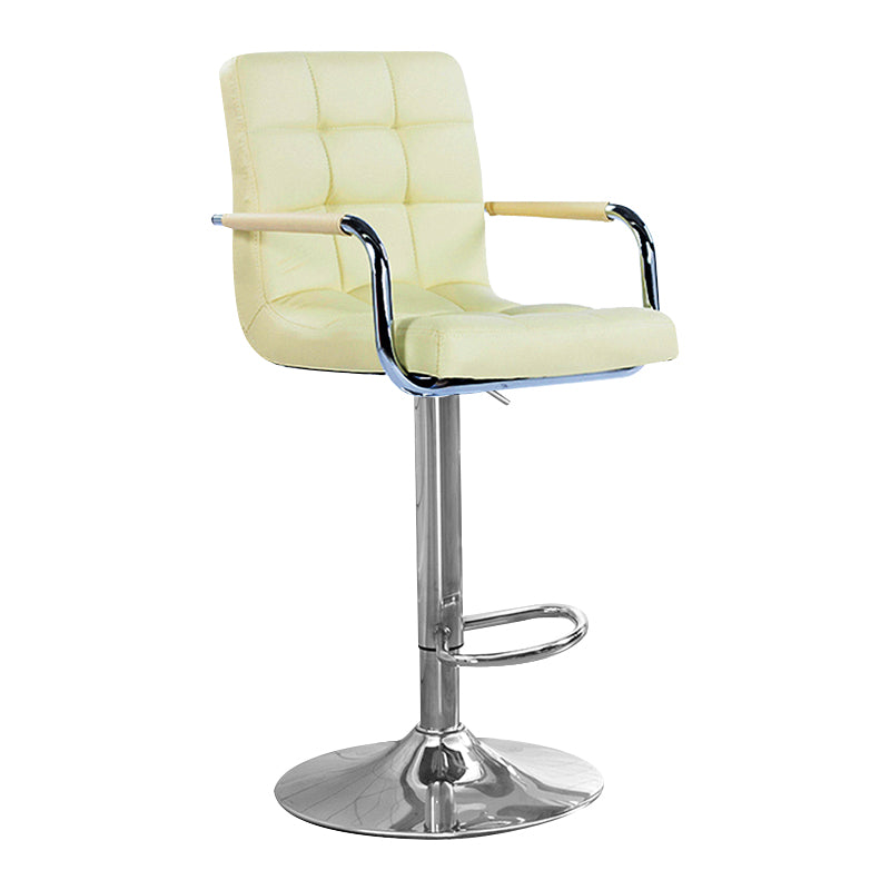 Taburete elevable con respaldo moderno, taburete de bar de acero para el hogar con cojín