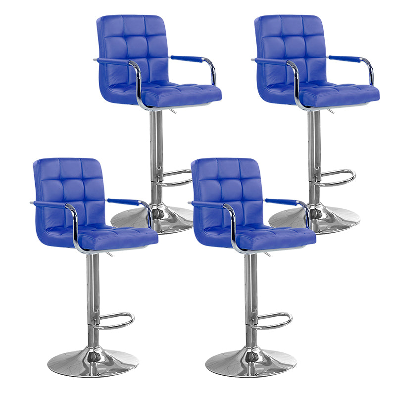 Taburete elevable con respaldo moderno, taburete de bar de acero para el hogar con cojín