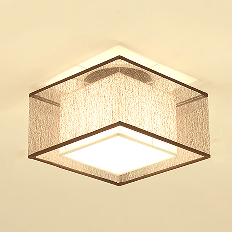 Chinese Style Flush Mounted Ceiling Lights with Fabric Shade Ceiling Mount Lighting