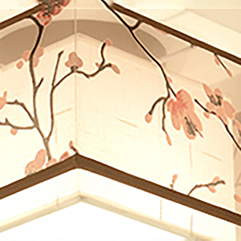 Chinese Style Flush Mounted Ceiling Lights with Fabric Shade Ceiling Mount Lighting