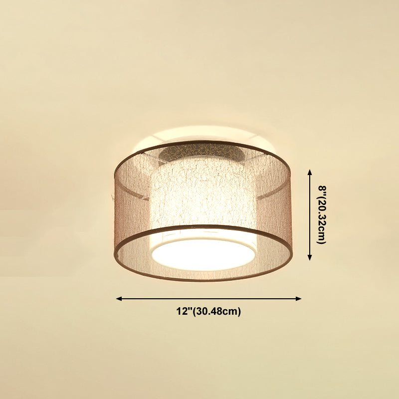 Chinese Style Flush Mounted Ceiling Lights with Fabric Shade Ceiling Mount Lighting