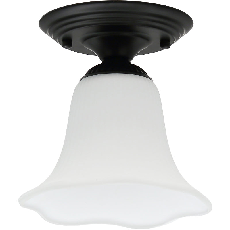 Black Close to Ceiling Light Simple-Style Glass Shade Semi Flush Mount Ceiling Light