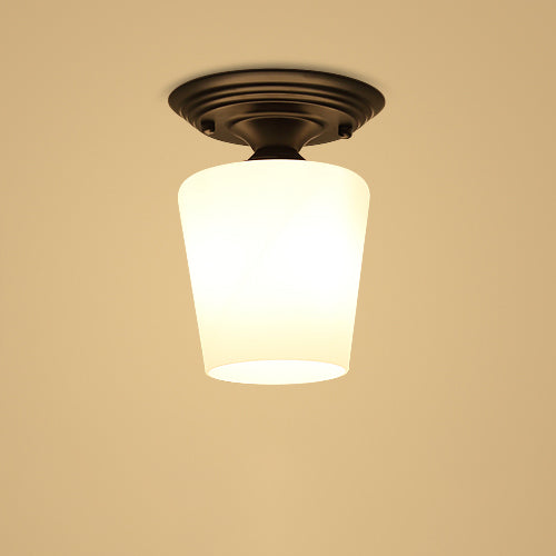 Black Close to Ceiling Light Simple-Style Glass Shade Semi Flush Mount Ceiling Light
