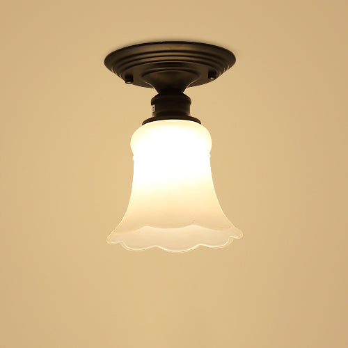 Black Close to Ceiling Light Simple-Style Glass Shade Semi Flush Mount Ceiling Light