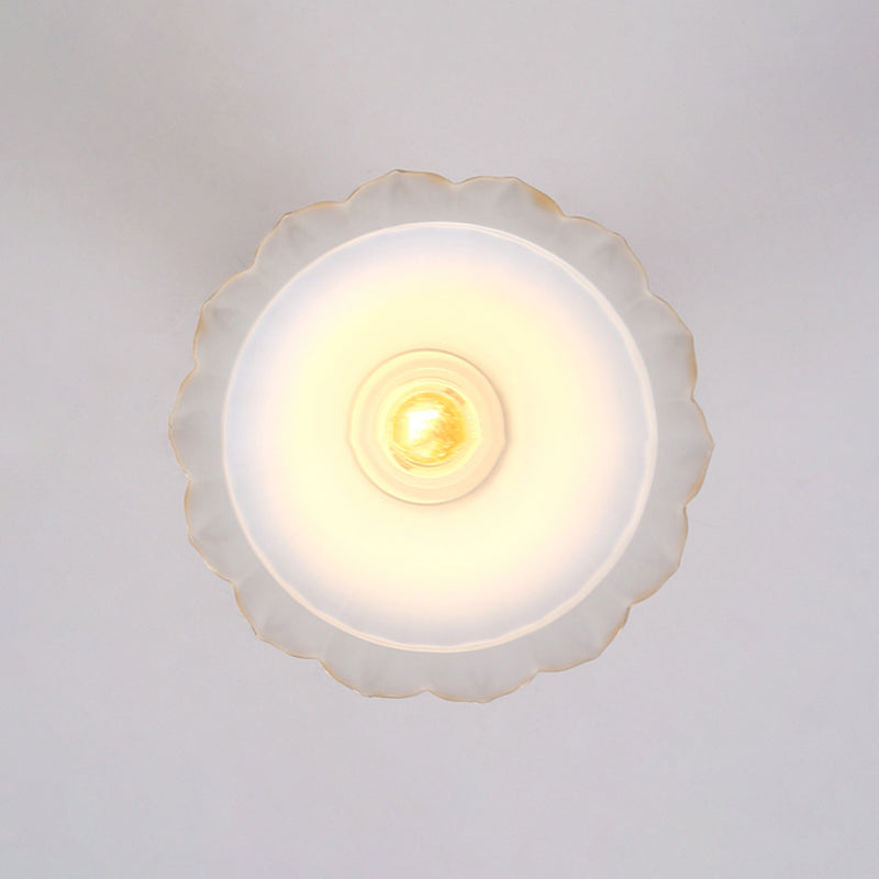 Black Close to Ceiling Light Simple-Style Glass Shade Semi Flush Mount Ceiling Light