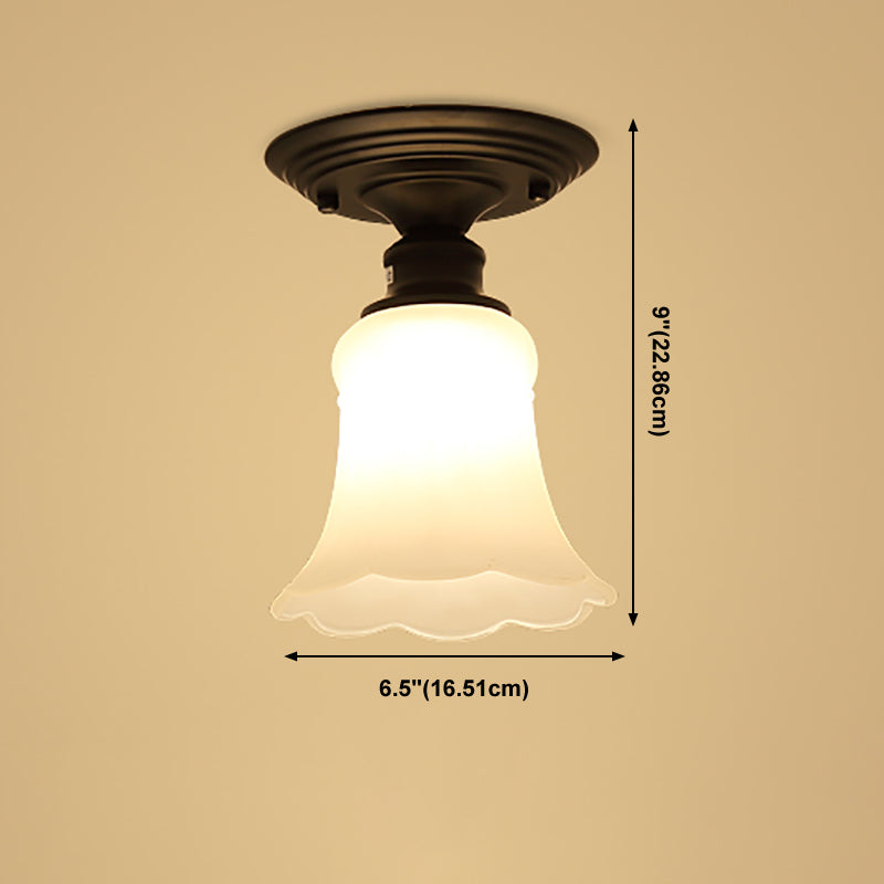 Black Close to Ceiling Light Simple-Style Glass Shade Semi Flush Mount Ceiling Light
