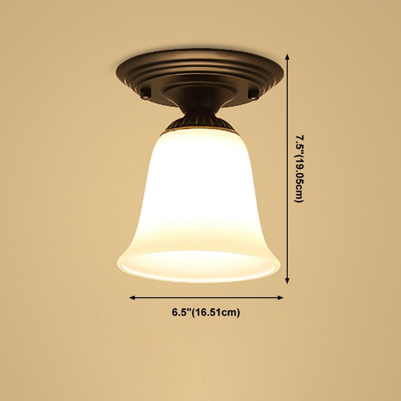 Black Close to Ceiling Light Simple-Style Glass Shade Semi Flush Mount Ceiling Light