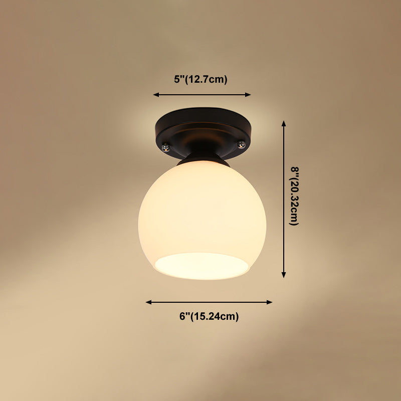 Abat-jour en verre semi-encastré, éclairage de plafond semi-encastré pour allée moderne en noir