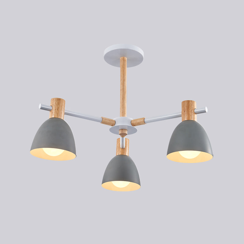 Dome Chandelier Pendant Light Modern Nordic Metal Hanging Hang Fixture with Wood