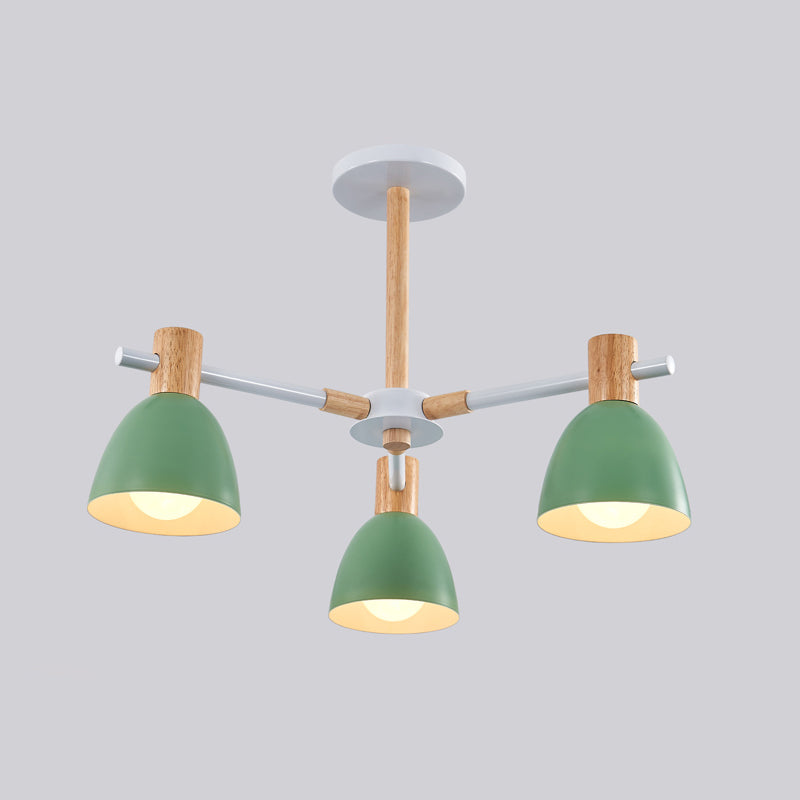 Dome Chandelier Pendant Light Modern Nordic Metal Hanging Hang Fixture with Wood