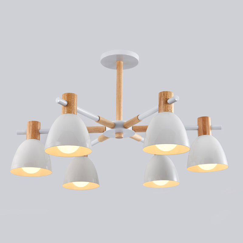 Dome Chandelier Pendant Light Modern Nordic Metal Hanging Hang Fixture with Wood