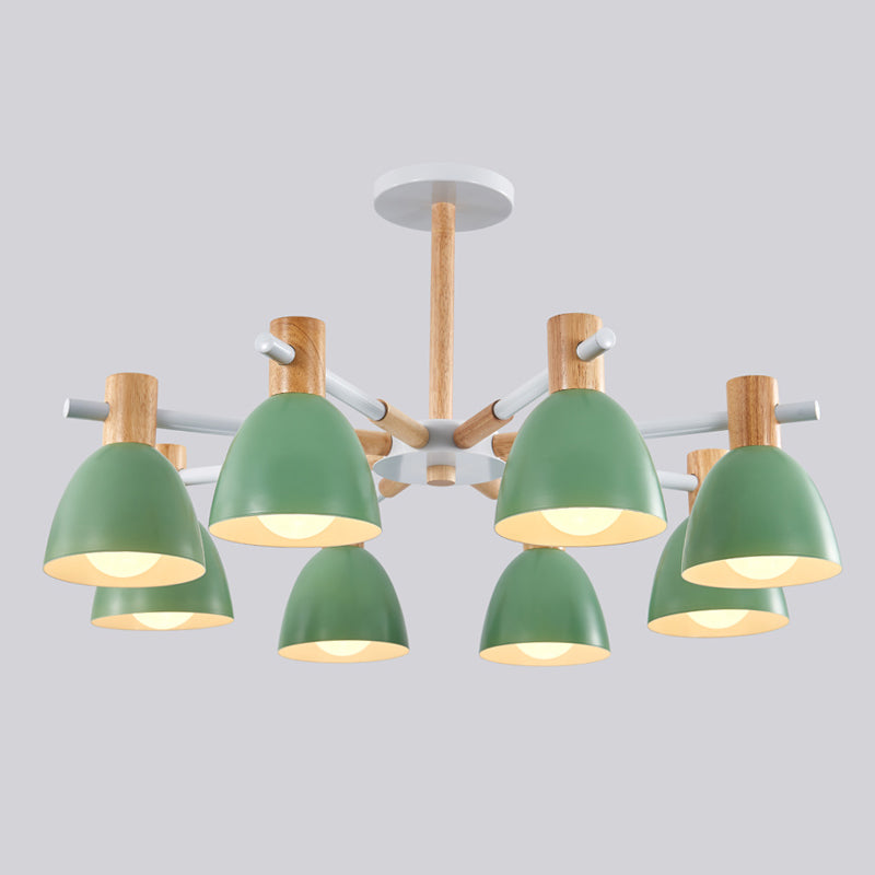 Dome Chandelier Pendant Light Modern Nordic Metal Hanging Hang Fixture with Wood