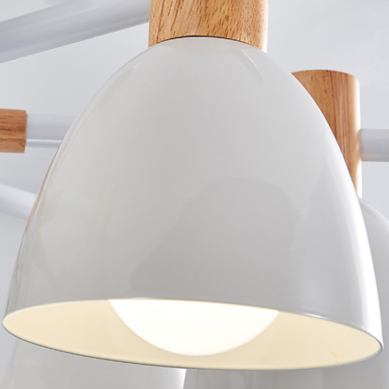 Dome Chandelier Pendant Light Modern Nordic Metal Hanging Hang Fixture with Wood
