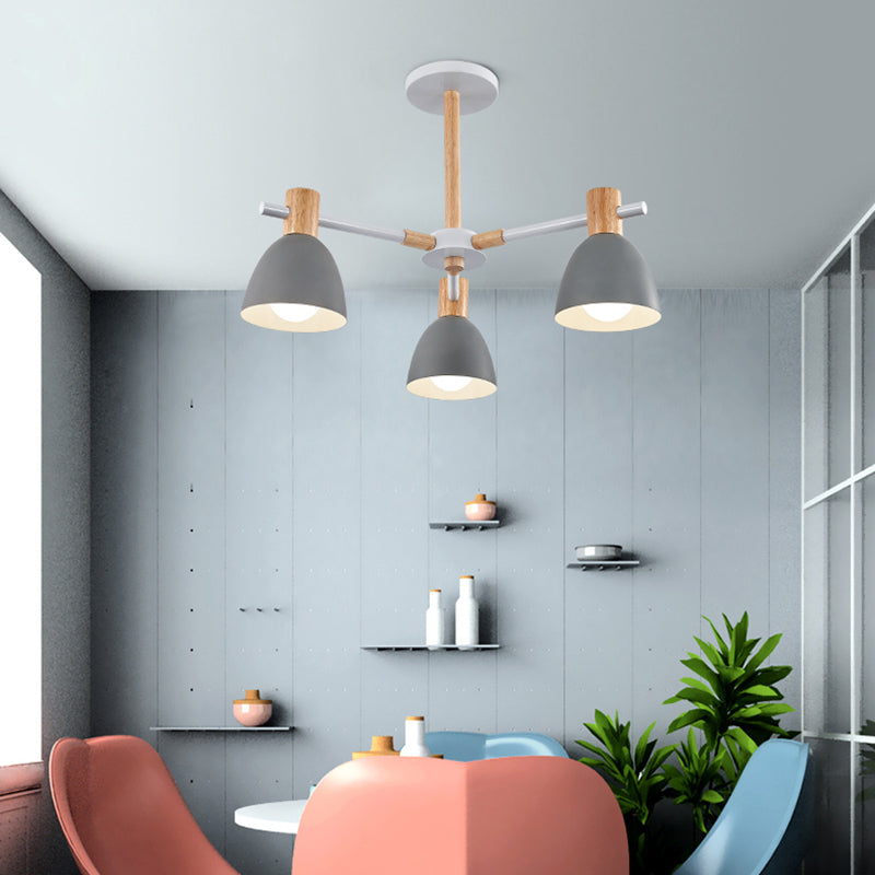 Dome Chandelier Pendant Light Modern Nordic Metal Hanging Hang Fixture with Wood