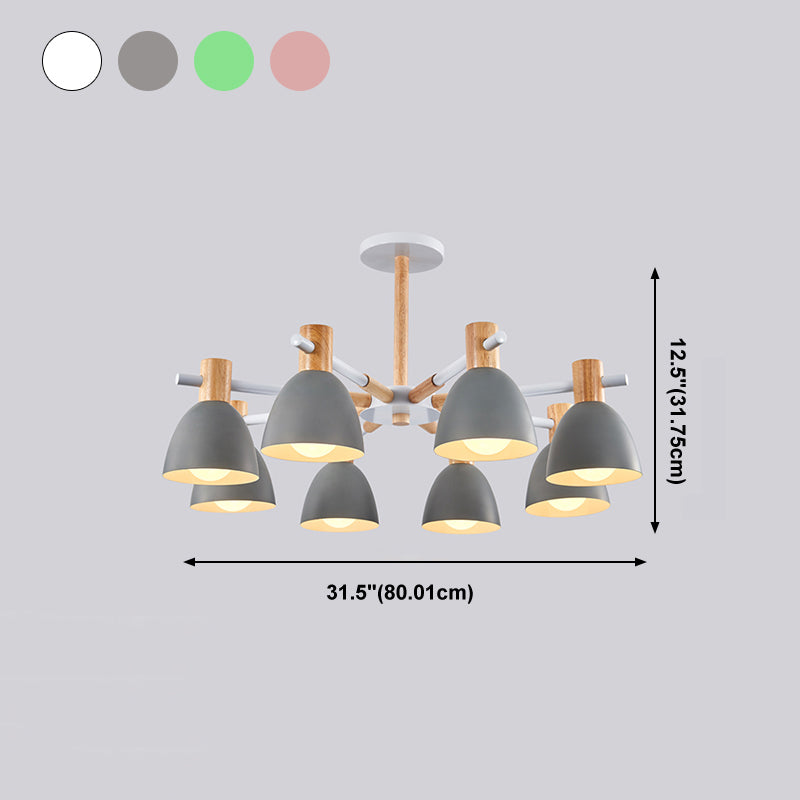 Dome Chandelier Pendant Light Modern Nordic Metal Hanging Hang Fixture with Wood