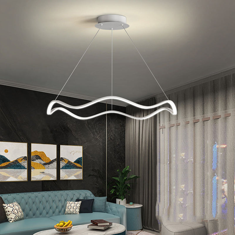 Metal Linear Chandelier Modern Style LED 2 Light Chandelier Lamp for Dining Room