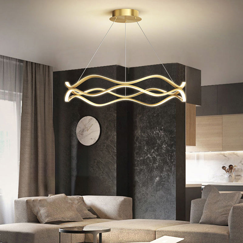 Metal Linear Chandelier Modern Style LED 2 Light Chandelier Lamp for Dining Room