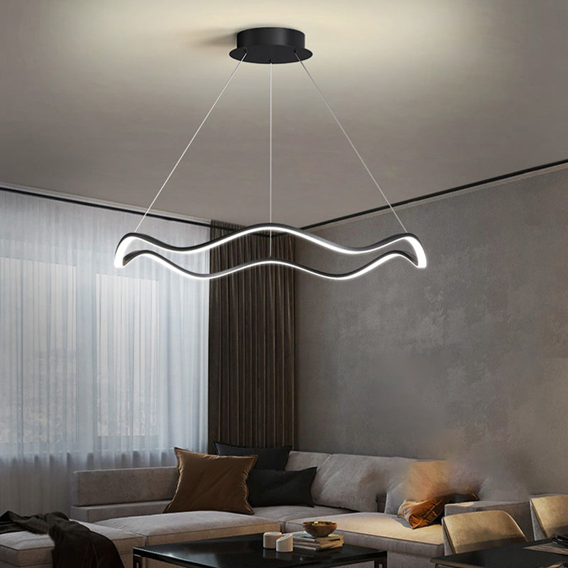 Metal Linear Chandelier Modern Style LED 2 Light Chandelier Lamp for Dining Room