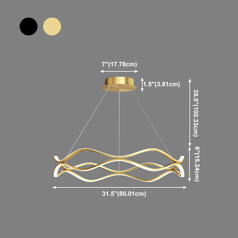 Metal Linear Chandelier Modern Style LED 2 Light Chandelier Lamp for Dining Room