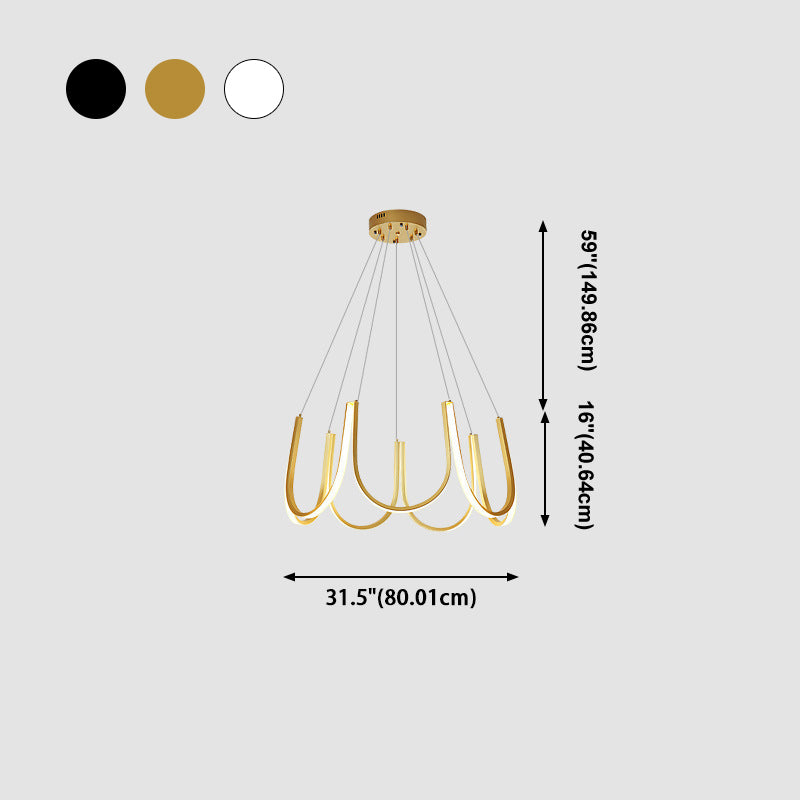 Nordic Aluminum Chandelier Geometric Multi Light Hanging Light for Restaurant