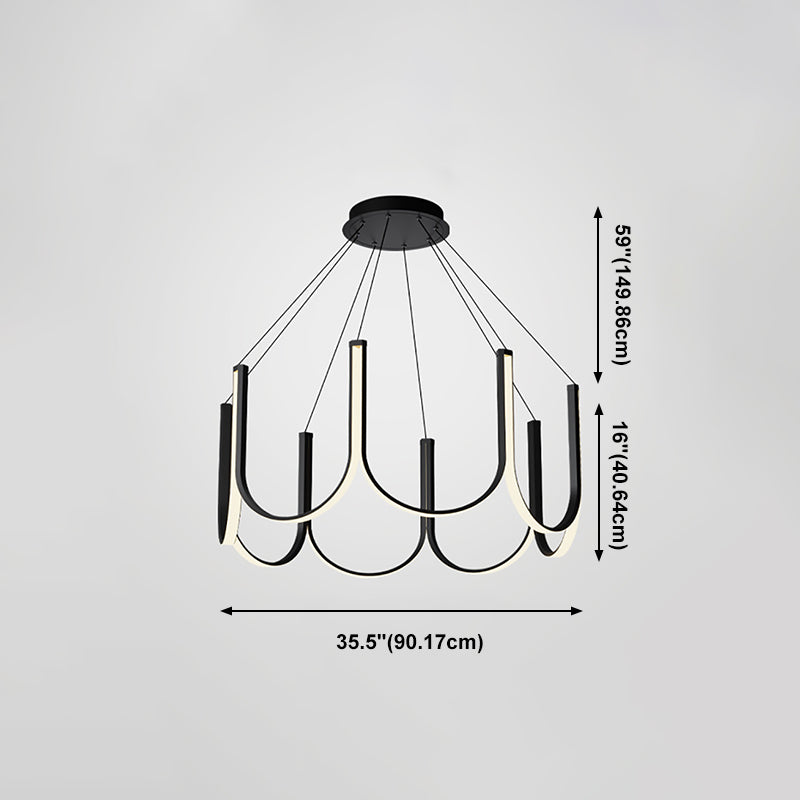 Nordic Aluminum Chandelier Geometric Multi Light Hanging Light for Restaurant