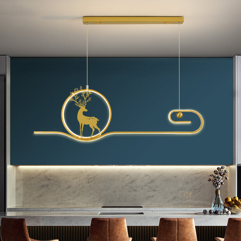 Candelier de la isla de ciervo moderno Candelera de 2 cabezas de restaurantes de iluminación colgante de iluminación