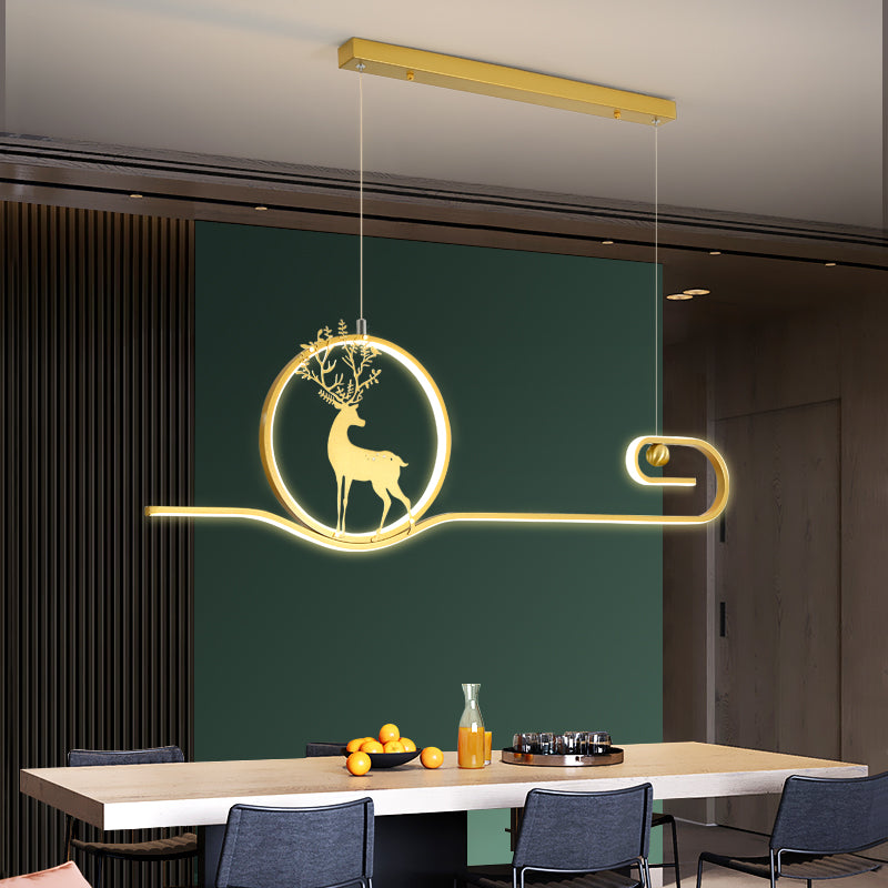 Candelier de la isla de ciervo moderno Candelera de 2 cabezas de restaurantes de iluminación colgante de iluminación