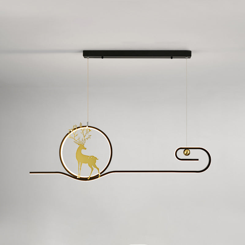 Candelier de la isla de ciervo moderno Candelera de 2 cabezas de restaurantes de iluminación colgante de iluminación