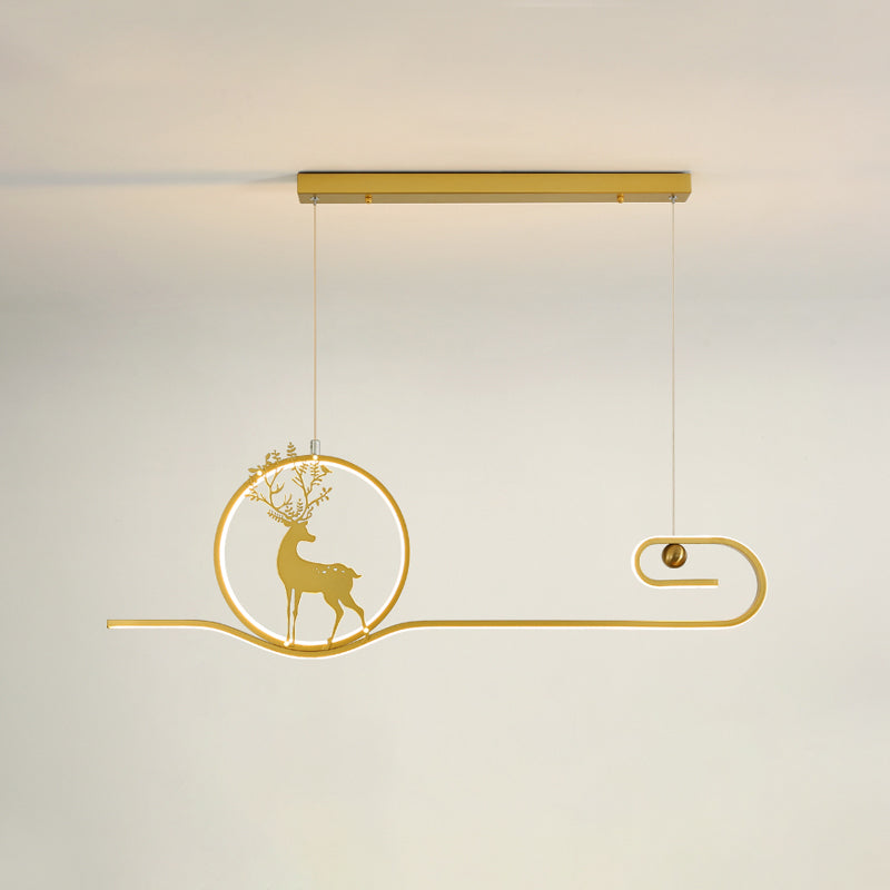 Candelier de la isla de ciervo moderno Candelera de 2 cabezas de restaurantes de iluminación colgante de iluminación