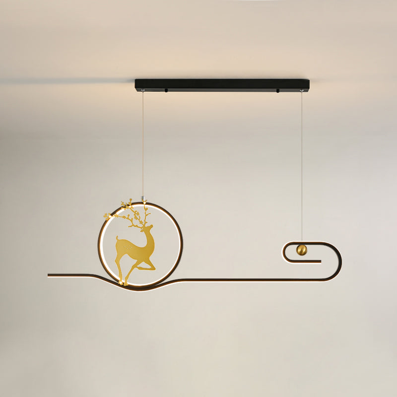 Candelier de la isla de ciervo moderno Candelera de 2 cabezas de restaurantes de iluminación colgante de iluminación