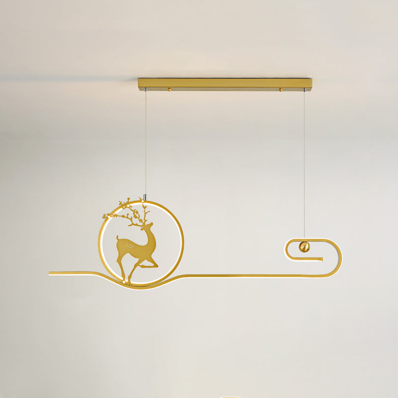 Candelier de la isla de ciervo moderno Candelera de 2 cabezas de restaurantes de iluminación colgante de iluminación