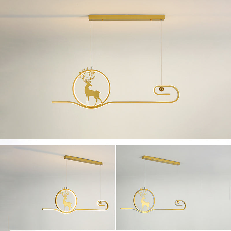 Candelier de la isla de ciervo moderno Candelera de 2 cabezas de restaurantes de iluminación colgante de iluminación