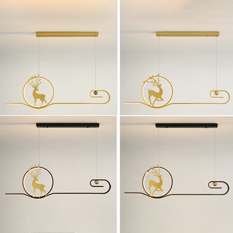 Candelier de la isla de ciervo moderno Candelera de 2 cabezas de restaurantes de iluminación colgante de iluminación