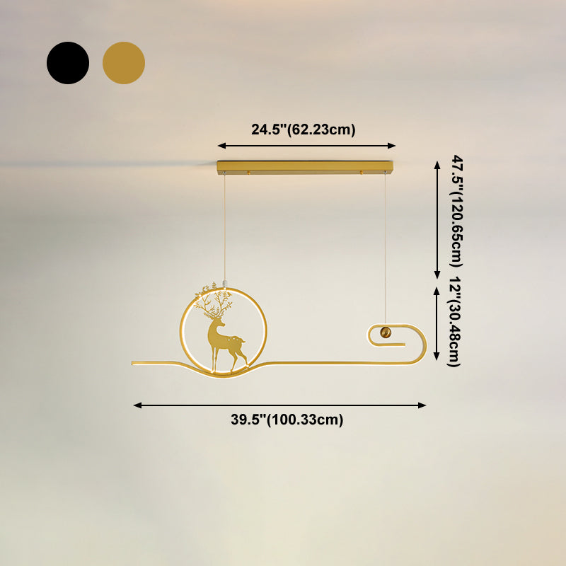 Candelier de la isla de ciervo moderno Candelera de 2 cabezas de restaurantes de iluminación colgante de iluminación