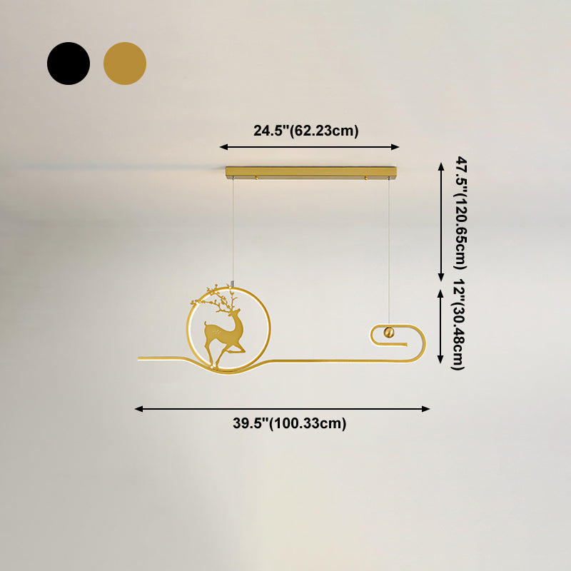 Candelier de la isla de ciervo moderno Candelera de 2 cabezas de restaurantes de iluminación colgante de iluminación